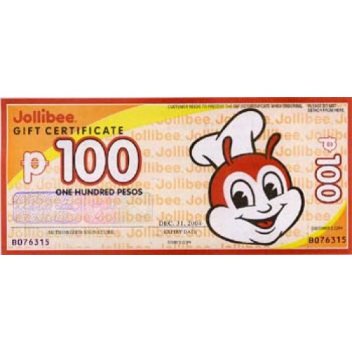 500 Peso Jollibee Gift Certificate