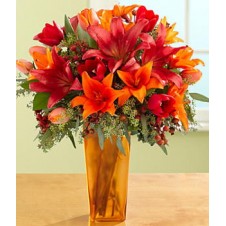 Vibrant Lilies for Halloween in a Vase