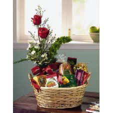 2 Pcs Red Rose and Goodies in a Basket