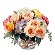 Peach Roses in a Vase