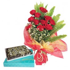 Promo Combo 12 Red Roses Bouquet with Chocolate Brownie