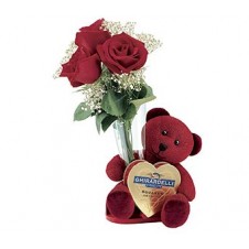 3 pcs Roses,Bear with Choco