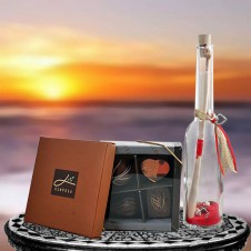 Mouthwatering Box of Chocolates with Message in a Bottle