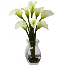 8 pcs. White Calla Lillies in a Glass Vase