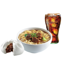 Beef Mami with Chunky Asado Siopao and drinks by Chowking