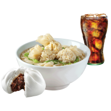 Beef Wonton Mami with Chunky Asado Siopao and drinks by Chowking